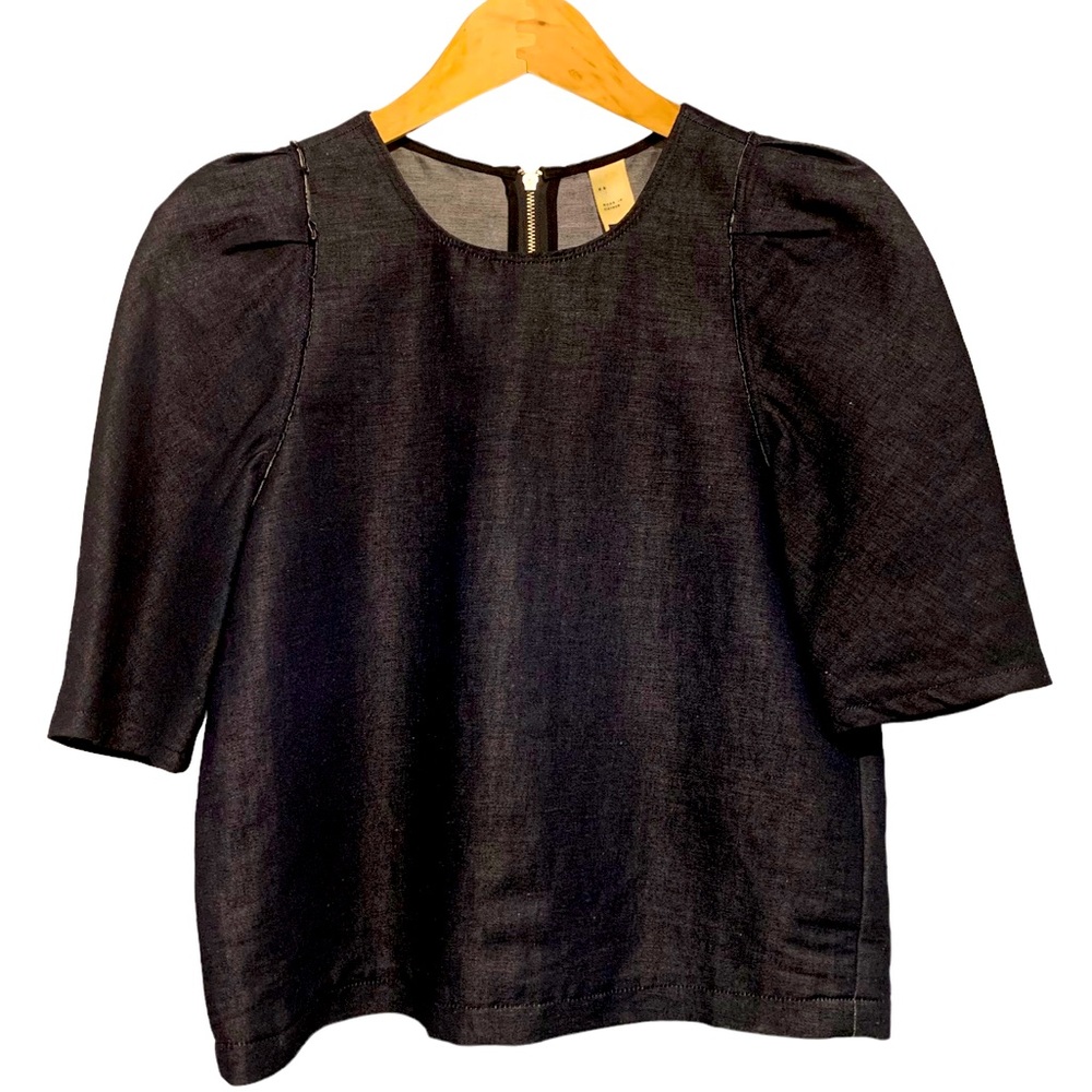 GAP Dark Denim Puffed Sleeve Top
